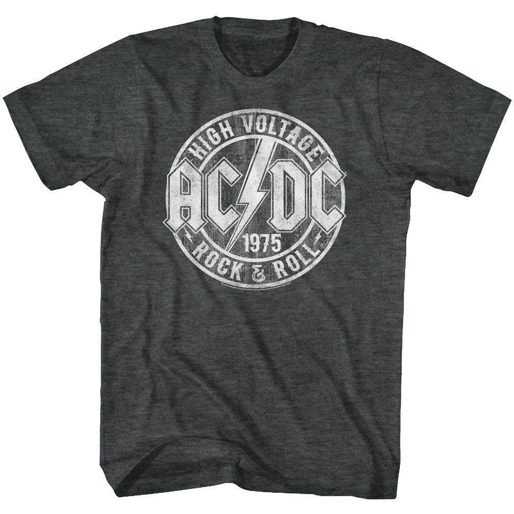 Acdc 1975 High Voltage Rock And Roll Black Heather Tshirt